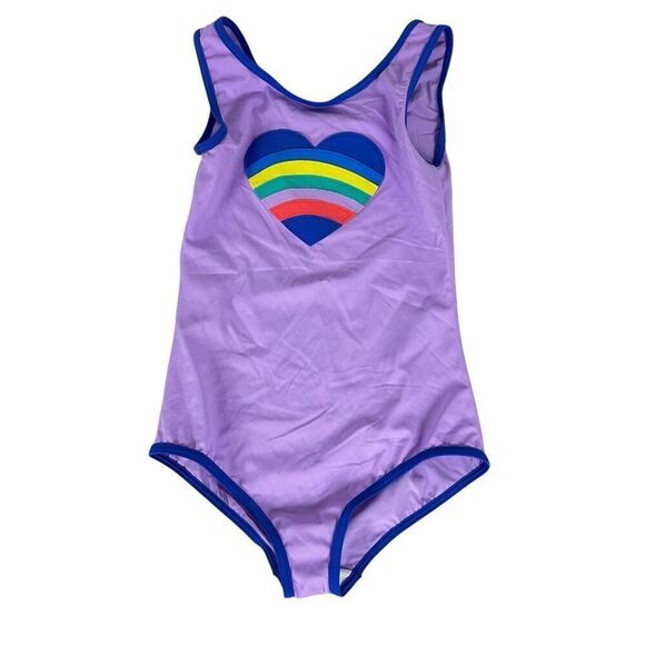 Boden Girls Rainbow Heart One-Piece Swimsuit size 11-12 NEW - Picture 1 of 5